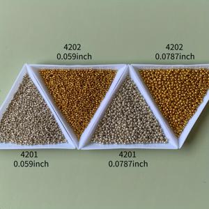 TEMU 3200개 미유키 (4201/4202) 골든 실버 쌀알 비즈 세트, 유리 재질, 2mm/1.5mm, 5G/0.176Oz 팩당, 총 4팩, S, 목걸이, 귀걸이, 의류 디자인 및 주얼리 제작용