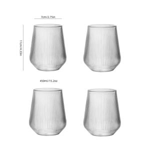 TEMU 세로 유리컵 4개 세트 - 450ml 대용량, 아이스 아메리카노, 스파클링 물, 주스, 밀크셰이크에 적합. 고 붕규산 유리 재질 - 냉온에 강하고 크리스마스 선물로 완벽