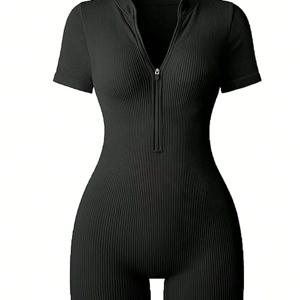 TEMU 하프 지퍼를 갖춘 골지 점프수트, 봄/여름/가을/겨울용 아이템