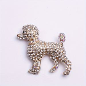 TEMU 스파클링 라인스톤 푸들 브로치 - 화려한 동물 테마 패션 액세서리 - 가방과 모자에 매력을 더하기에 완벽 - 정장과 드레스 장식에 이상적