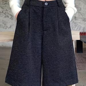 TEMU 가을 겨울 여성용 반바지, 한국식 무릎길이 팬츠