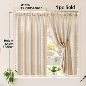 TEMU 1개 단품 판매, 소재 솔리드 컬러 숏 커튼, 브라운 태슬 커피 커튼, 로드 포켓, 일본 스타일 무지 캐비닛 커튼, 다양한 사이즈의 작은 커튼, 거실 침실, 창문 문 캐비닛 막는 장식에 적합