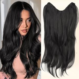 TEMU 여성용 26인치 롱 컬리 클립인 헤어 익스텐션, 내열성 가발, 데일리 및 휴일용, 우아한 분위기 가발