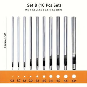 TEMU 10개 원형 탄소강 인조 가죽 구멍 펀치 세트 - 시계 밴드, 벨트, 종이 공예, 가방, 신발 및 벨트에 적합한 원형 커터 - 부드러운 모서리 디자인의 강력한 수공구