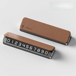 TEMU 고급 럭셔리 임시 주차 번호판, 숨겨진 휴대폰 디스플레이 기능, 가죽 및 알루미늄 합금 재질, 야광 디스플레이 번호, 주차장 사용자, 차주 전용