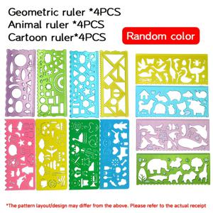 TEMU 12개 다기능 스파이럴 그래픽 드로잉 템플릿 세트, 컬러풀 줄무늬 템플릿, 동물 & 기하학 패턴 스텐실, 12가지 핸드드로잉 포스터 도구, 학교 프로젝트에 적합