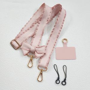TEMU 고품질 체크 무늬 하운드툰 더블 헤드 버클 탈부착 가능 조절 가능 니치 리본 휴대폰 끈 범용 휴대폰 스티커 패드 시트 바디 백 행잉 로프 가방 컵 카메라 바디 스트랩 아이폰 17 프로 맥스 휴대폰 전화기 끈에 적합