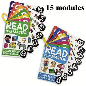 TEMU 128페이지 읽기 언어학 CVC 단어 학습 플래시카드, 일반적인 영어 어휘 카드, 어린이 교육용 학습 장난감, 학교 교실 용품, 크리스마스 및 할로윈 선물