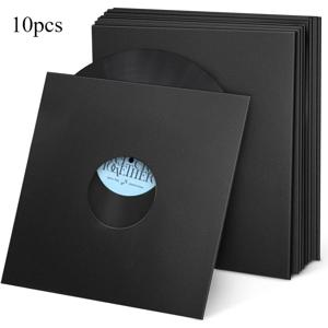 TEMU 10개 12인치 바이닐 레코드 재킷, 매트 블랙 110gsm 두꺼운 골판지 바이닐 레코드 커버, 33 RPM용 보호 외부 바이닐 슬리브, LP 바이닐 레코드 아카이브 보관 케이스 LP 레코드 종이 커버 축음기 레코드 보관 슬리브