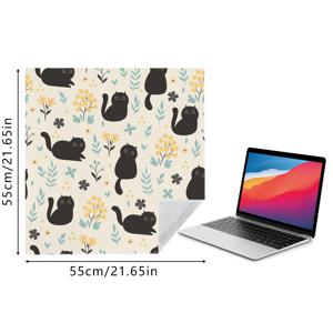 TEMU 1개 HUAJI 대형 매직 테이프 고양이 침대 & 여행용 랩, 귀여운 검은 새끼고양이 & 꽃무늬, 세탁 가능한 내구성 반려동물 침구, 스크래치 커버, 기계 세탁 가능, 사용 편리