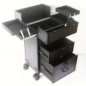 TEMU 헤비 듀티 롤링 메이크업 여행용 케이스 프로 화장품 상자 뷰티 타투 네일 아트 공구 상자 메이크업 트레인 케이스 네일 폴리쉬 및 에센셜 오일 보관 자수 아트 속눈썹 매니큐어 뷰티 보관 헤어 스타일리스트 이발사 애완 동물 미용사 미적 감각|네일아트|매니큐어|화장품정리함