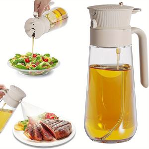 TEMU 주방용 신형 20oz/580ml 올리브 오일 스프레이, 누수 방지 유리 올리브 오일 디스펜서 보틀, 2 in 1 오일 디스펜서 및 오일 스프레이, 에어프라이어, BBQ, 샐러드, 베이킹용 미스트 & 정밀 포우 전환 기능