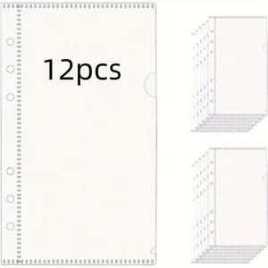 TEMU 지퍼 없는 12개 현금 봉투 세트, A6 사이즈, 바인더 포켓용 디자인, PP 재질, 플래너 삽입 및 6링 바인더용 시트 보호대로 적합, 추가 정리용으로 완벽
