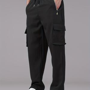 TEMU 남성용 스타일리시 캐주얼 바지, 단색 멀티 포켓 카고 바지, 편안한 핏, 하이킹, 낚시 및 야외 캠핑에 적합