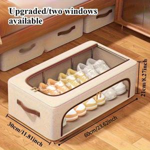 TEMU 접이식 이중창 신발장 1개 - 쌓을 수 있는 침대 밑 수납장, 레트로 스타일, 운동화, 하이힐, 신발 등에 적합 - 공간 절약형 다용도 옷장 및 침실 수납 솔루션, 신발장, 침대 밑 수납장, 뉴트럴 장식, 침대 밑 수납장