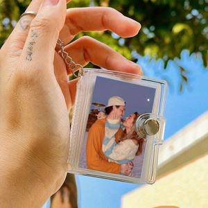 TEMU 개인 맞춤 앨범 사진, (사진 10장으로 맞춤 제작 가능) 커플 스몰 앨범 맞춤 사진 부스 사진 앨범 ID 사진 보관 키체인 선물, 휴대용 키체인 인쇄 사진 기념품 남자친구 선물 펜던트