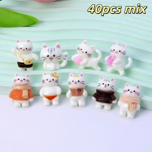 TEMU 40개 수제 레진 고양이 펜던트 - 귀여운 카툰 동물 참, DIY 주얼리 제작에 적합, 내구성 강하고 가벼운, 공예 프로젝트에 완벽, 생동감 있는 디자인과 섬세한 공예로 완성된 고양이 참