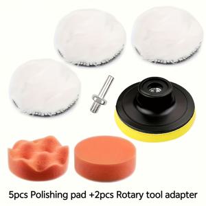 TEMU 7pcs 전문가용 차량 광택 세트. 왁싱, 광택, 버핑을 위해 설계되었으며, 차량 디테일의 정밀한 유지 보수를 위한 광택 패드 및 드릴 커넥터가 포함되어 있습니다. 이 제품으로 차량 페인트 관리 효과와 광택을 향상시킬 수 있습니다.