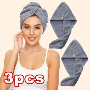 TEMU 3개 세트 마이크로파이버 헤어 타월, 부드러운 헤어 드라이 캡, 심플 솔리드 컬러 욕실용 헤어 타월, 초흡수 헤어 랩 타월, 곱슬머리용 안티프리즈 헤어 터번, 욕실 필수품, 욕실 액세서리