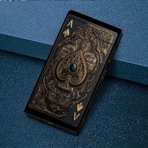 TEMU 아름다운 에이스 오브 디자인의 1 Windproof Arc Lighter, 방풍 라이터, Windproof Arc Lighter, Type-C 충전 라이터, 메탈 쉘, 전원 표시, 듀얼 아크, 선물 상자 포장, 전원 절전 프로그램, 아웃도어 생존 용품