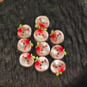 TEMU 10개 세트 카툰 복숭아 과일 레진 버튼, 창의적인 수제 DIY 장식 버튼
