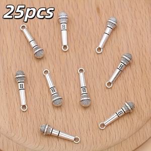 TEMU 25개/창의적인 매력 마이크 및 노트 펜던트 마이크 합금 펜던트 추가 개인 맞춤 귀걸이 팔찌 목걸이 키체인 주얼리 추가 펜던트