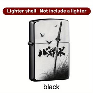 TEMU 2D 프린팅 라이터 케이스 - 일본 검과 날아가는 새 아트 디자인, 신비로운 동양 스타일, 검과 자연의 완벽한 조화, 크리스마스와 발렌타인데이를 위한 이상적인 선물, 친구와 연인을 위한 독특한 선물, 라이터 코어 미포함