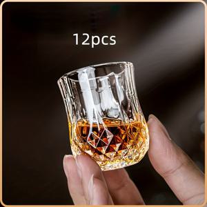 TEMU 6개/12개, 1.69oz 커팅 유리잔, 데킬라잔, 보드카잔, 위스키잔, 가정, 바, 파티, KTV용