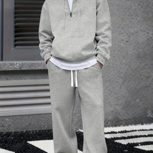 TEMU [ 에이지 OBM] 남성용 조깅 수트 남성용 2피스 트랙수트 스포츠 수트 – 레저 트랙수트 긴팔 스포츠 레저 수트 스트리트웨어 후드티 및 조깅 바지 피트니스 헬스 스포츠 웨어, 하프 오픈 지퍼, 남성용 겨울 세트, 남성용 겨울 컬렉션