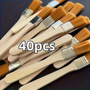 TEMU 40개 세트 작은 페인트 브러쉬 - 고르디 손잡이, 수채화, 템페라 페인트용 - 캘리그라피, 벽 장식, 가정용