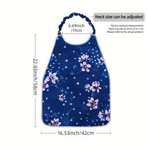 TEMU 원 여성용 성인용 턱받이, 조절식 목 스트랩으로 간편한 착용, 기계 세탁 및 다림질 가능, 바닥이 주머니로 접히는 디자인, 꽃무늬 패턴의 식사용 액세서리, 사계절용, 여성과 어머니를 위한 완벽한 크리스마스 선물