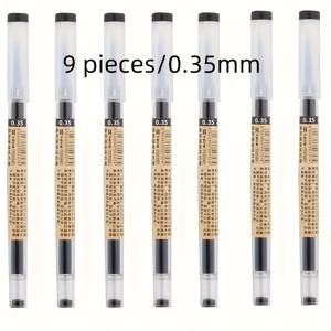 TEMU 9개 초극세점 롤러볼 펜, 일본형 엑스트라 파인 0.35mm 블랙, 레드, 블루 젤 펜, 부드러운 롤링 볼 디자인, 슬림하고 부드러운 필기감, 다이어리 문구, 한국 스타일의 미적 학습 용품