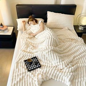 TEMU 부드럽고 포근한 플란넬 드로스트링 담요, 단색 디자인, 100% 폴리에스터, 소파, 침대, 사무실 및 여행에 적합 - 다용도 레저 담요, 침구 필수템