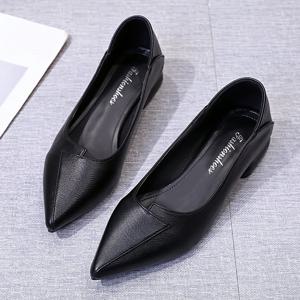 TEMU 세련되고 우아한 다용도 가죽 레더리 로우힐 뾰족토 얕은 입구 슬립온 여성 신발, 여성 신발