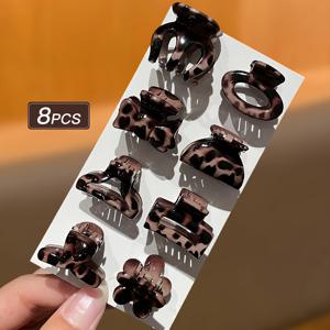 TEMU 8개 프린트 작은 머리핀 하이 포니테일 간편 다용도 패션 귀여운 집게 클립 헤어 액세서리 헤어 추가