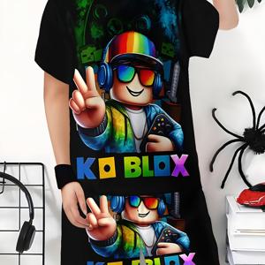 TEMU 남아용 수트 패션 3D 프린팅 캐주얼 풀오버 반팔 반바지 티 스웨트셔츠, BoysOutdoor 티셔츠 반바지 세트, 야외 활동에 최적