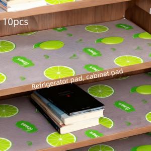 TEMU 두꺼운 냉장고 매트 5개/10개 세트 - 세탁 가능한 주방 냉장고 라이너, 맞춤형 캐비닛 및 서랍 패드, 기름 방지 매트. 쉽게 세척 가능 - 내구성 있는 미끄럼 방지 매트, 선반, 냉동고, 캐비닛에 적합, 스타일리시한 레몬 패턴