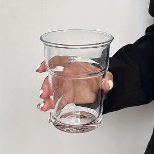 TEMU 440ml/15.48oz 리버스 투명 유리컵, 아이스 아메리카노 라떼 커피컵, 대용량 골지 음료컵, 커피, 음료, 주스, 차, 칵테일, 맥주 등에 적합, 파티, 레스토랑, 카페, 바, 사무실, 파티 선물용으로 적합