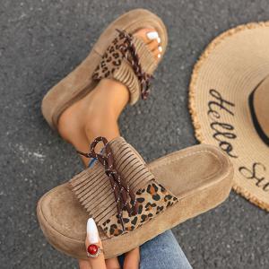 TEMU 스타일 유럽 및 미국풍 섹시 핫 프린트 플랫폼 여성용 슬립온 슬리퍼, 태슬 에스닉 스타일 키높이 초경량 피로감 없는 EVA, 가정 파티, 모임, 외출, 쇼핑, 휴가, 스포츠에 적합, 패셔너블한 샌들, 패션 슬라이드, 여성 신발