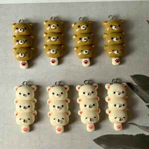 TEMU 2D 플랫 8개입 새로운 곰돌이 참, 주얼리 제작 부자재 패션 레진 동물 참 펜던트 귀걸이