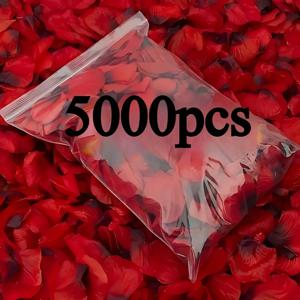 TEMU 실물 같은 인공 빨간 장미 꽃잎 5000개, 시뮬레이션 꽃잎, 밝은 폴리에스터 소재, 웨딩 및 발렌타인데이 장식, 로맨틱 프로포즈 배경 커튼, 사진 촬영 배경 커튼, 추가 준비 불필요
