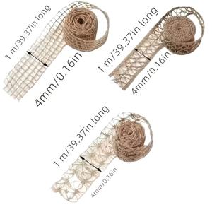 TEMU 천연 황마 嚢망사 리본 3롤 - 질감 패턴이 있는 어permi한 베이지색 장식용 직조 리본, DIY 공예, 웨딩 장식, 홈 데코용, 휴일 파티 및 선물 포장에 적합, 공예 재료, 롤당 1미터