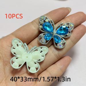 TEMU 화이트웨어 10개입 신상 레진 라인스톤 고급 핑크 블랙 퍼플 블루 블랙 레드 샴페인 그린 AB 컬러 나비 장식 참 스마트폰 케이스 신발 버클 헤어핀 보관함 메이크업 거울 물병 냉장고 스티커 추가 Kawaii 플랫 B