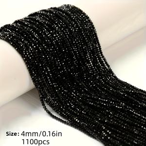 TEMU 4mm 반짝이는 검정 구슬 1100개 10줄 세트. 전문적인 제작으로 빛나는 광택을 연출합니다. 주얼리, 팔찌, 목걸이 및 다양한 공예품 제작에 적합합니다. 할로윈, 추수감사절, 생일 및 기타 기념일에 훌륭한 선물 선택입니다.