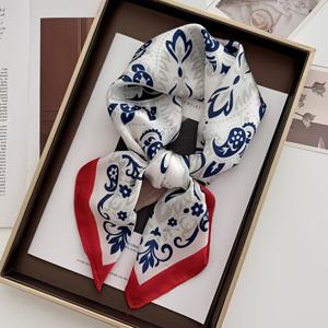 TEMU 우아한 레드 캐슈 패턴 스퀘어 스카프, y 텍스처, 사계절 패션 여성 액세서리