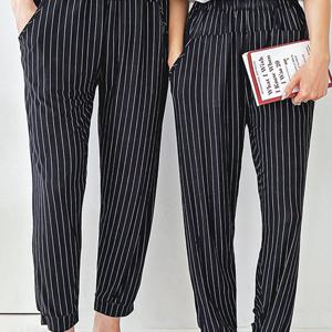 TEMU [파라고나] 여름 냉장고 팬츠 밴딩 와이드 홈웨어 남녀공용 프리사이즈 쿨팬츠_스트라이프패턴