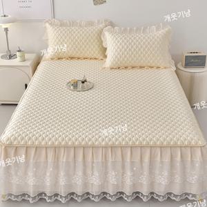 TEMU 레이스 스커트 침대커버 세트 | 시원한 촉감 · 침대커버+베개커버 · 사계절 사용