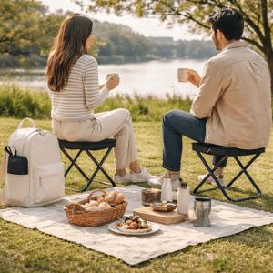 TEMU [감성 캠핑] 3단 접이식 미니멀 휴대용 의자 - 초소형 컴팩트 수납, 튼튼한 X자 프레임