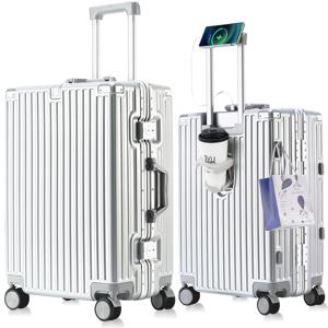 TEMU 【5년AS】 다기능 경량 캐리어 방수 알루미늄 프레임 기내용 360도 저소음 휠 20인치24인치28인치 중대형 하드 여행용 캐리어