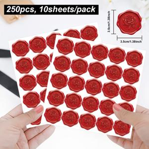 TEMU 250개 스티커 (1팩), 3.5Cm 빨간 장미 왁스 씰 스티커, 발렌타인데이 스티커, 사무실 장식, 사무실 라벨, 봉투 씰, 파티 장식, 사무용품에 적합